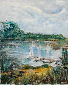 Greta Magnusson-Grossman (1906-1999) - Olio del XX secolo, Barche al molo