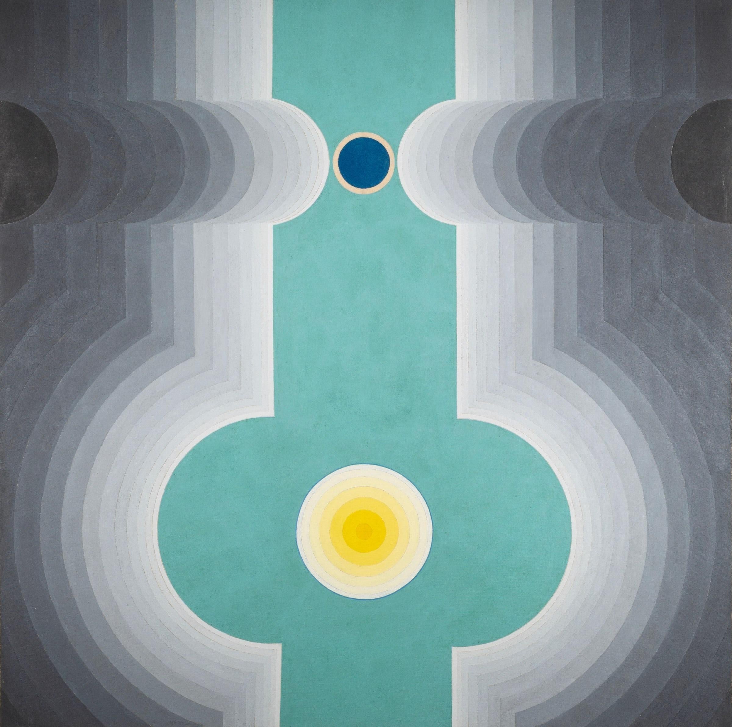 Unknown Abstract Painting - Grey Recession, Acrylic on Canvas Painting by Thomas Nathaniel Davies, 1979