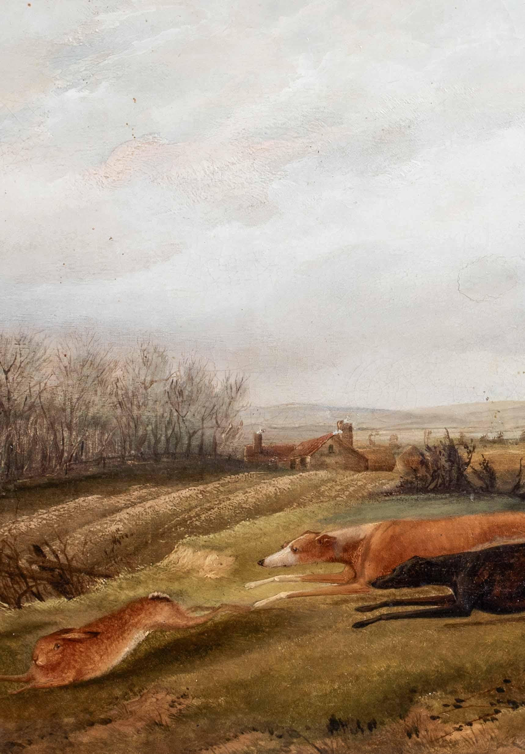 Greyhounds Hare Coursing, 19th Century  attributed to RICHARD JONES (1767-1840) For Sale 3
