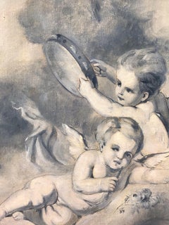GRISAILLE 19th Century - Cherubs Are Playing Music