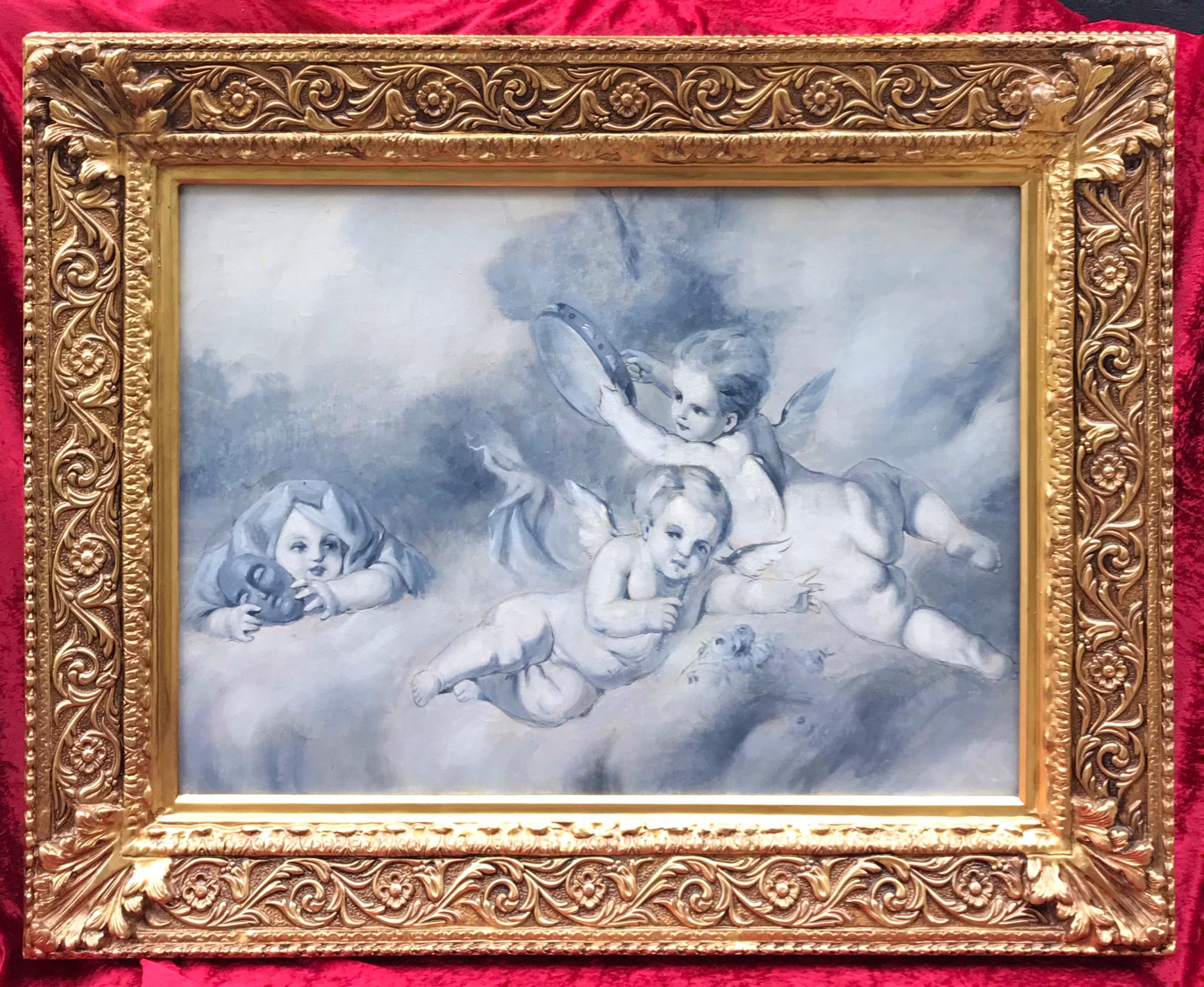 GRISAILLE 19th Century - Cherubs Are Playing Music