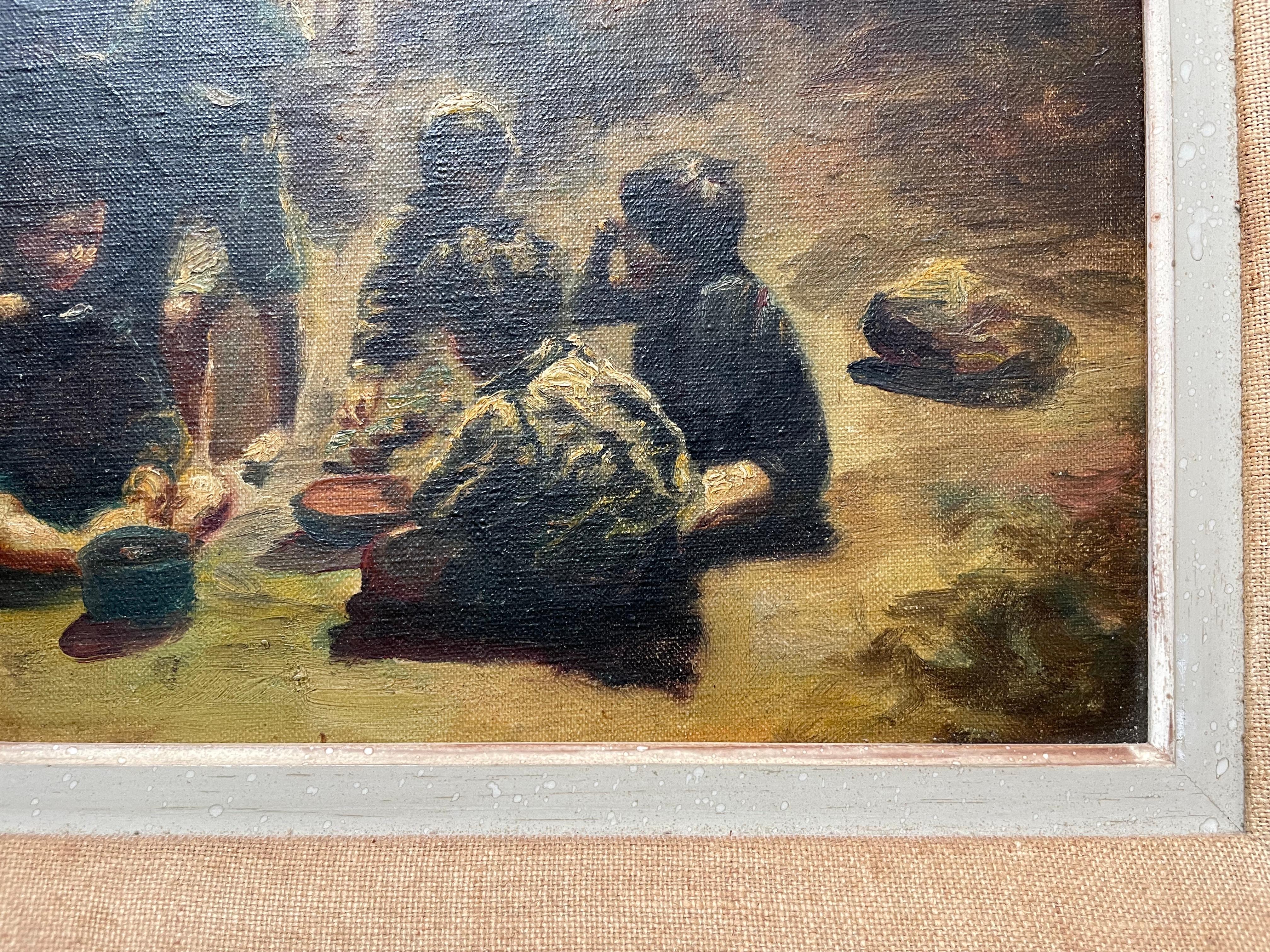 Groupe d'enfants de l'Eastern School ? Huile sur toile, signature à identifier en vente 1