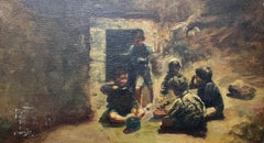Gruppo di bambini, scuola orientale? Olio su tela, firma da identificare