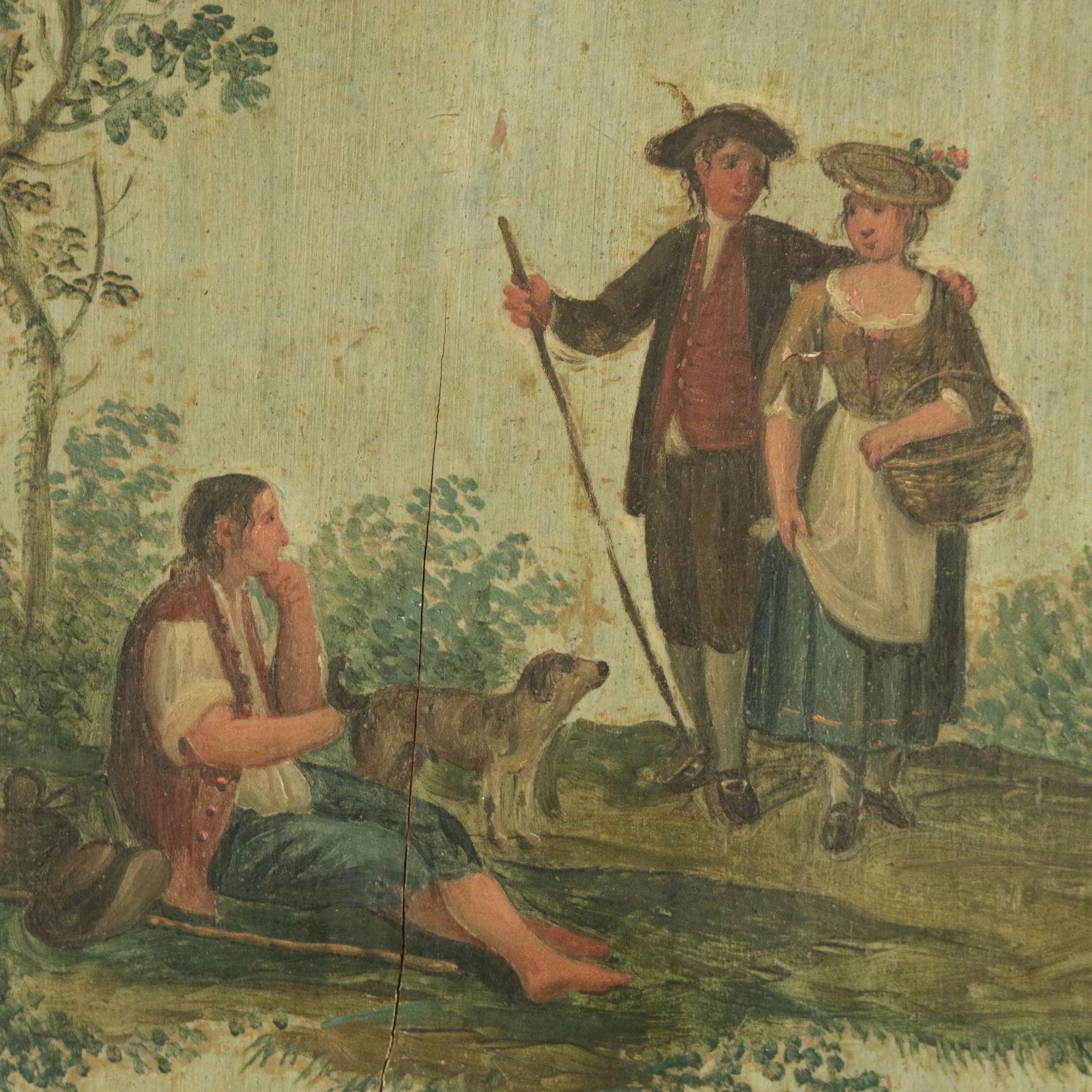Group Of Four Painted Panels Late '800, Pastoral Scenes For Sale 5
