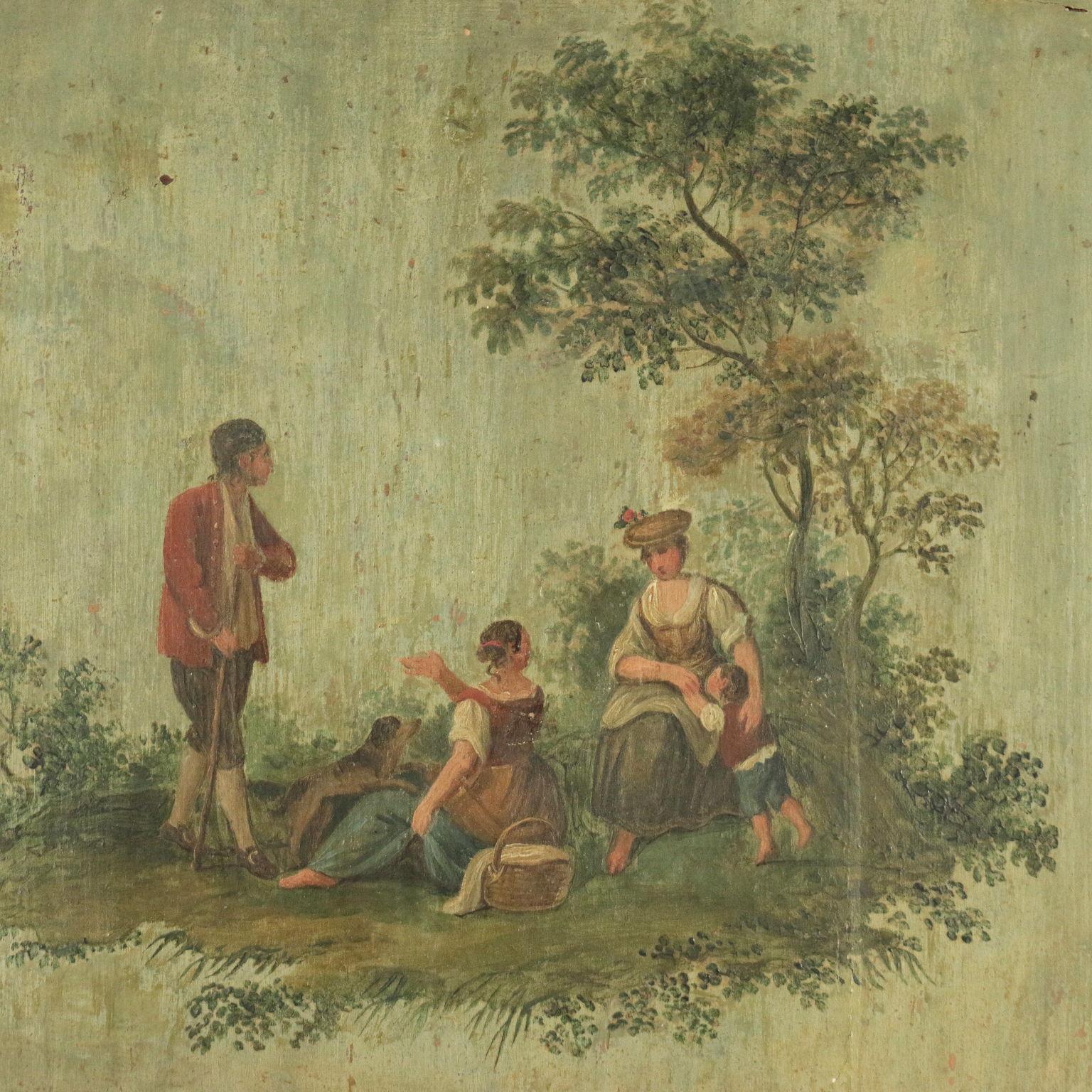 Group Of Four Painted Panels Late '800, Pastoral Scenes For Sale 8
