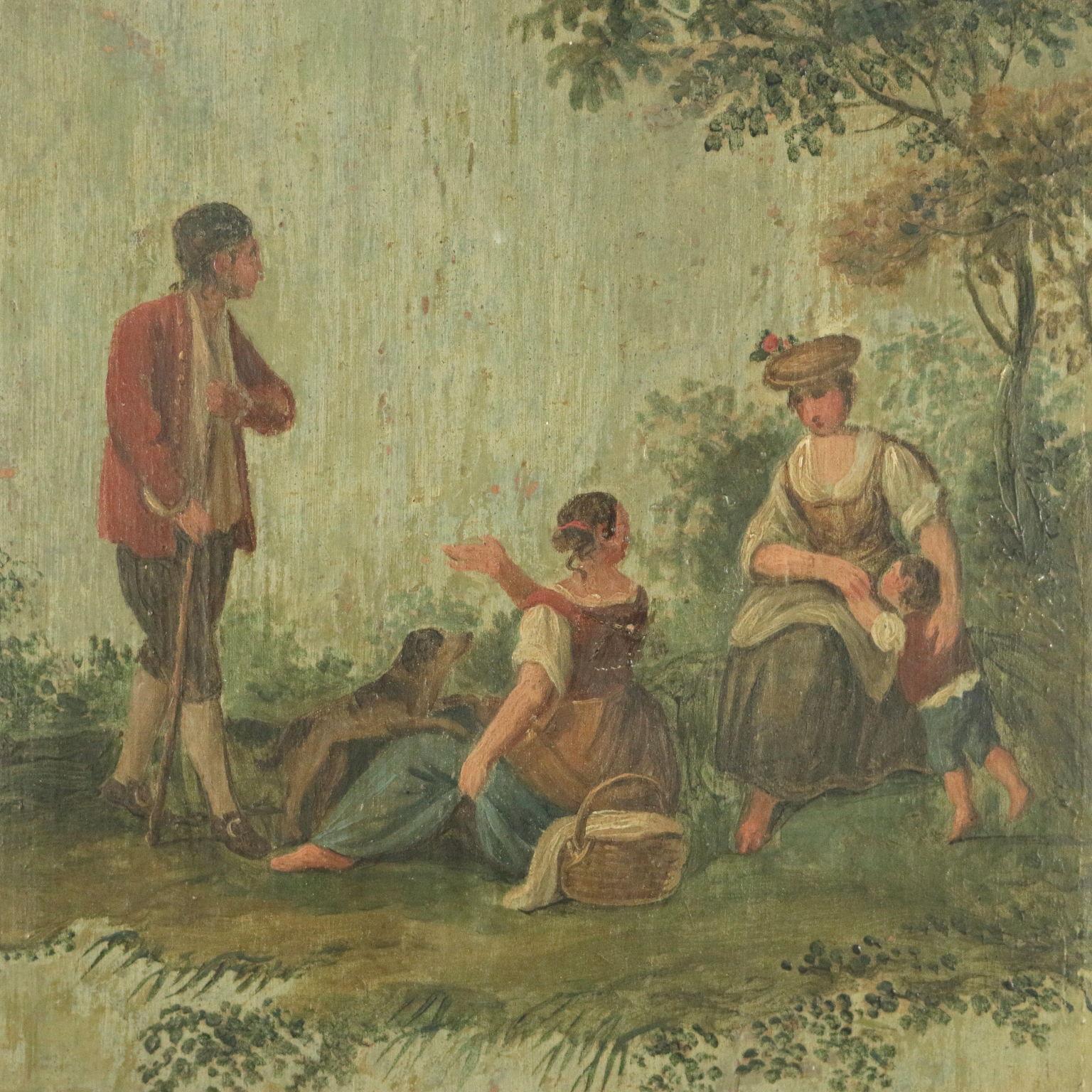 Group Of Four Painted Panels Late '800, Pastoral Scenes For Sale 9
