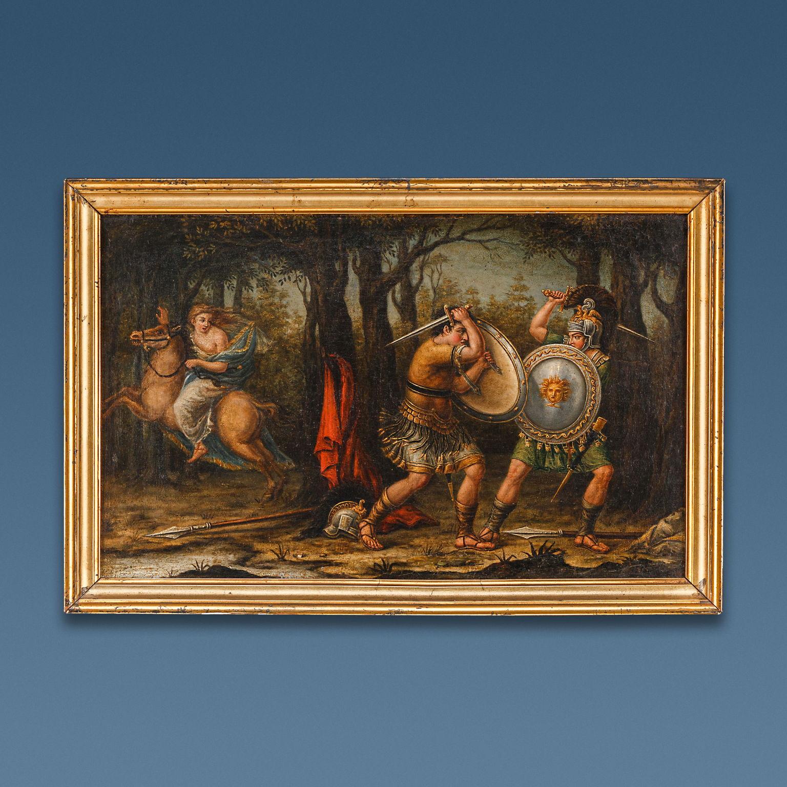 Gruppe von vier Gemälden mit Szenen aus Orlando Furioso, XVIII. Jahrhundert – Painting von Unknown