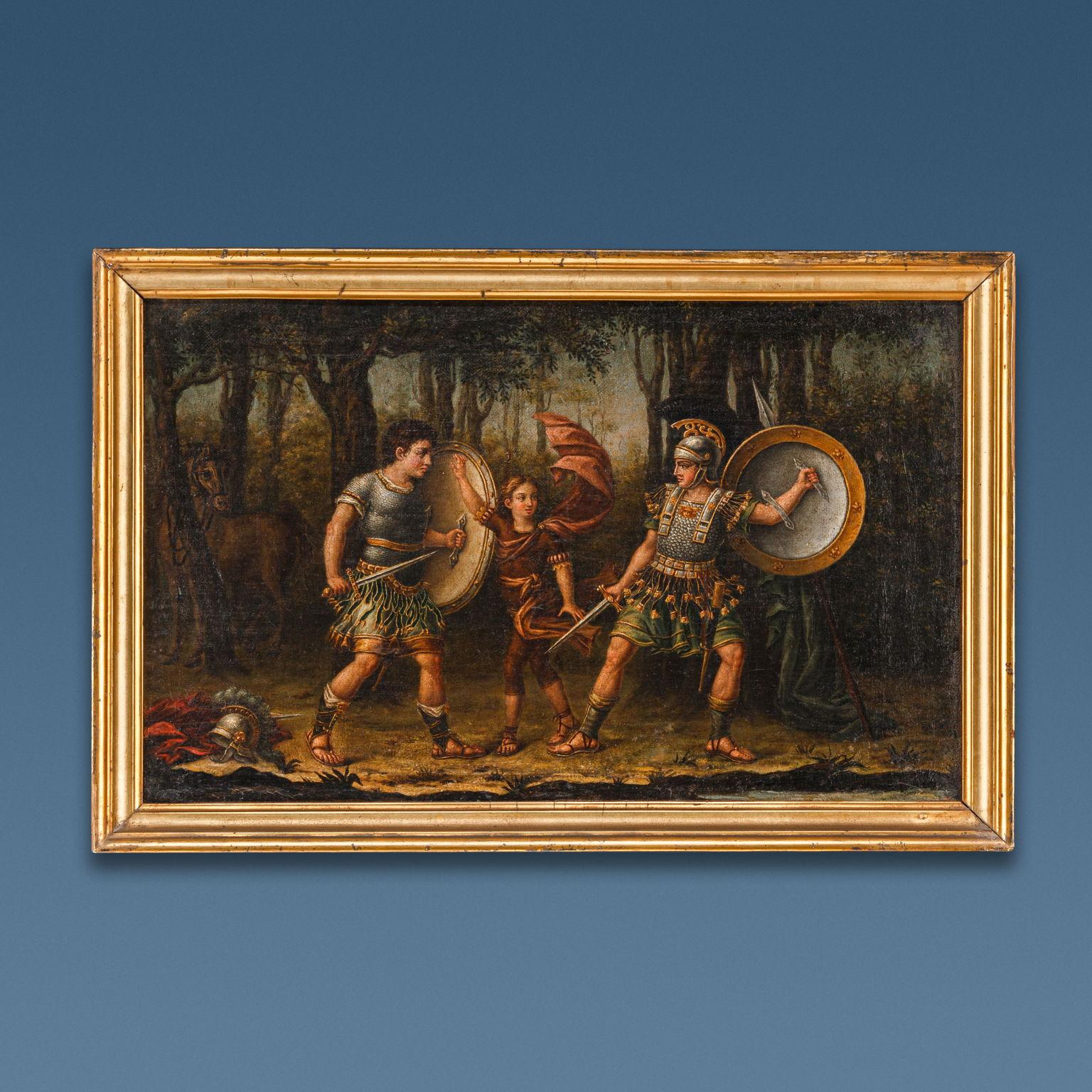Gruppe von vier Gemälden mit Szenen aus Orlando Furioso, XVIII. Jahrhundert (Sonstige Kunststile), Painting, von Unknown