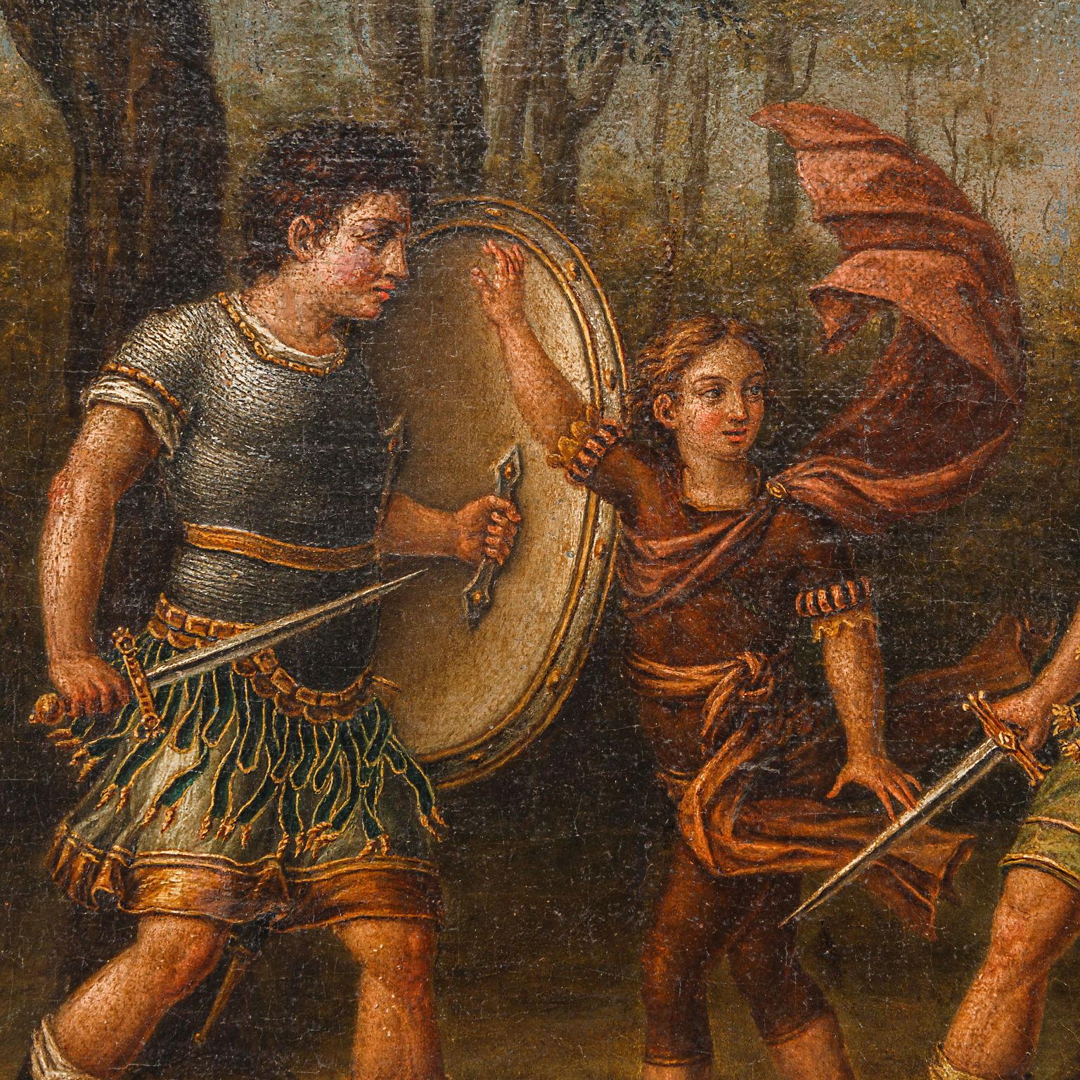 Gruppe von vier Gemälden mit Szenen aus Orlando Furioso, XVIII. Jahrhundert im Angebot 3