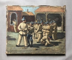 Group Of Soldiers, Sketch, Oil On Canvas