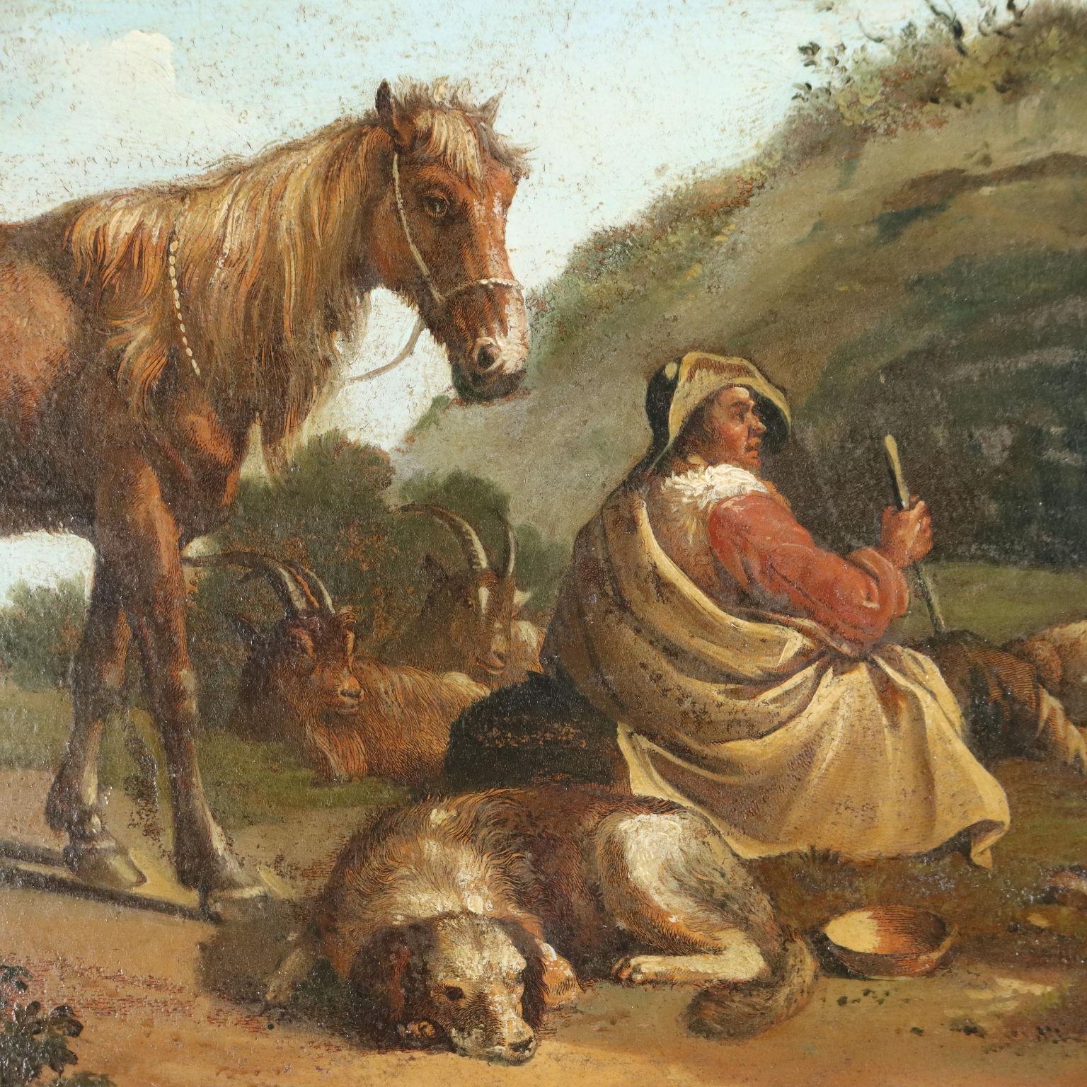 Gruppo di quattro Dipinti con Scene Pastorali, XIX sec 3