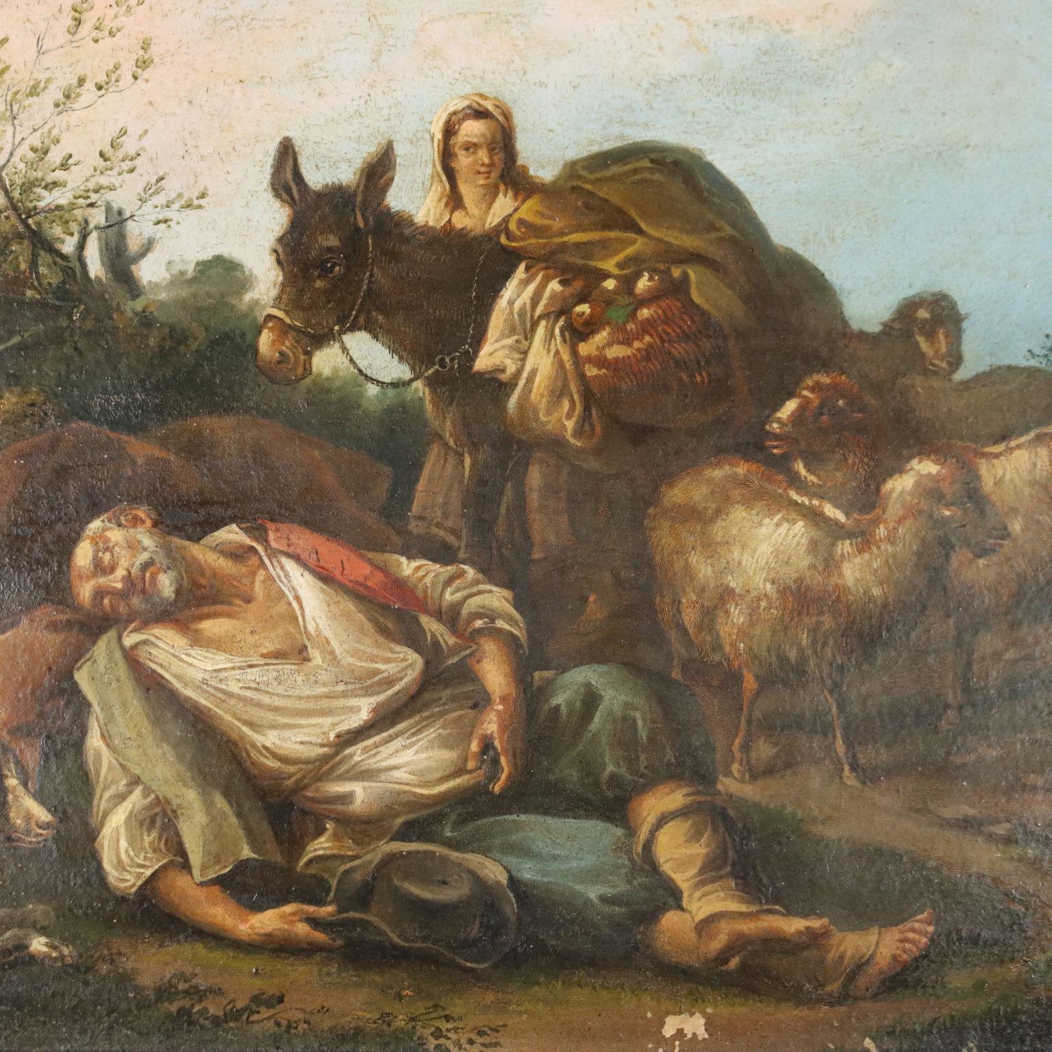Gruppo di quattro Dipinti con Scene Pastorali, XIX sec 5