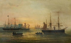 G.S WART " La flottille dans la rade de Toulon ( ?) " fin XIXè