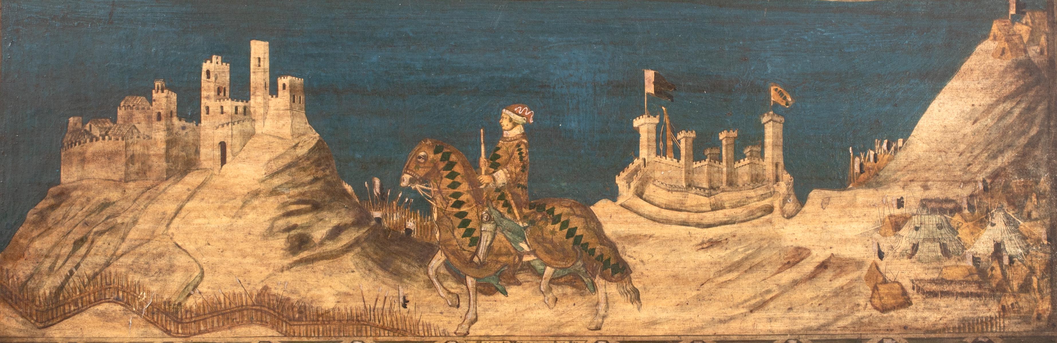 Guidoriccio da Fogliano at the Siege of Montemassi 1330  Italian School - Brown Landscape Painting by Unknown