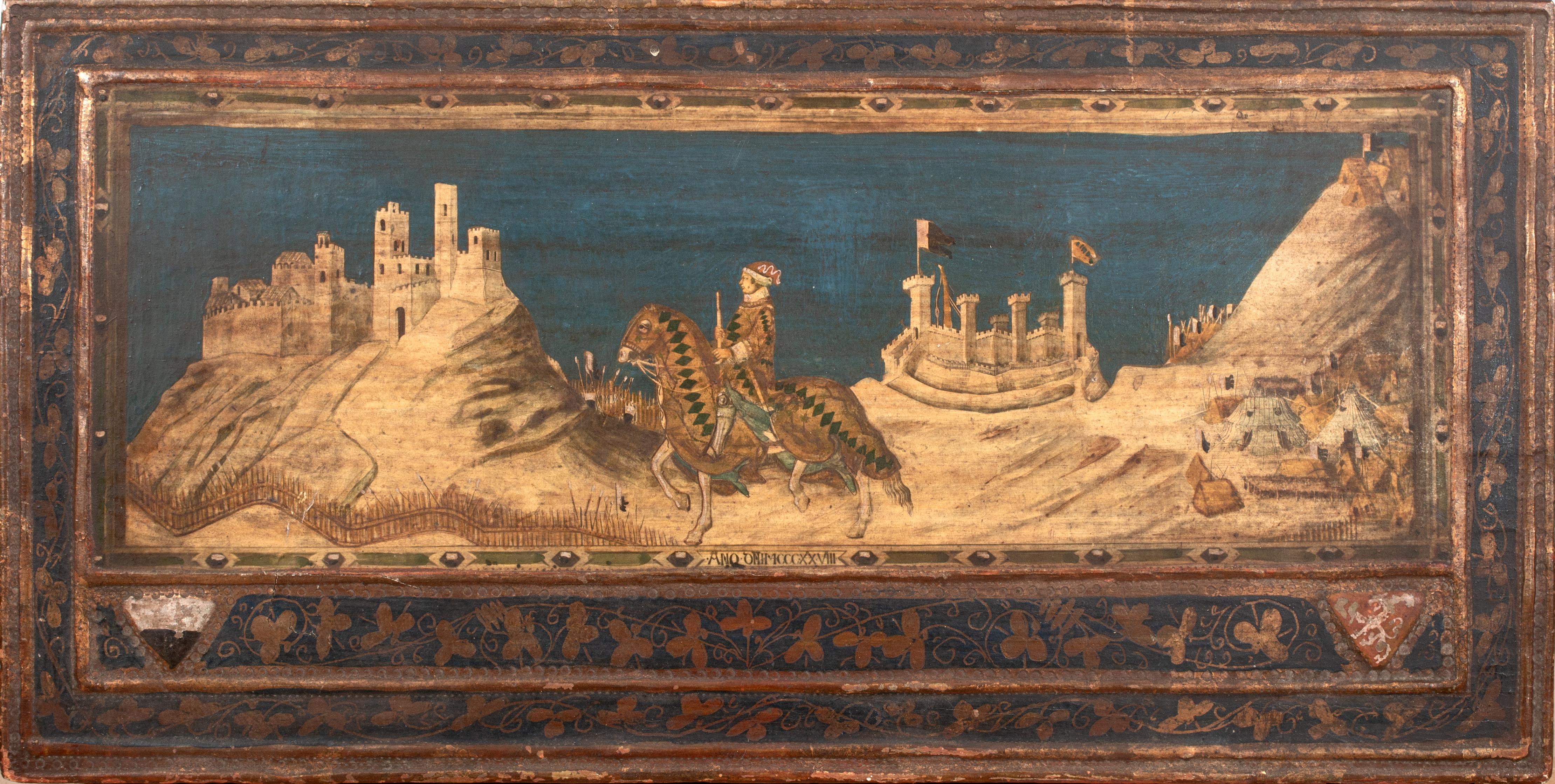 Unknown Landscape Painting - Guidoriccio da Fogliano at the Siege of Montemassi 1330  Italian School