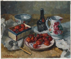 Guillaume Michiels (1909-1997) - Öl, Stillleben mit Erdbeeren