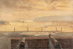 Guns on Cardiff Dock, Oil on Canvas by Nan Youngman, 1960