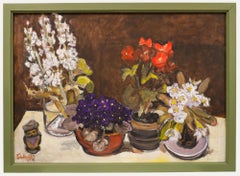 Günter Dührkop (1925-2002) - Framed Oil, Still Life of Potted Plants