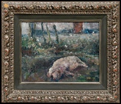 Gustaaf Van Loon (1912-1980) - Framed 20th Century Oil, Sleeping Pig