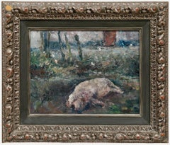 Gustaaf Van Loon (1912-1980) - Framed 20th Century Oil, Sleeping Pig