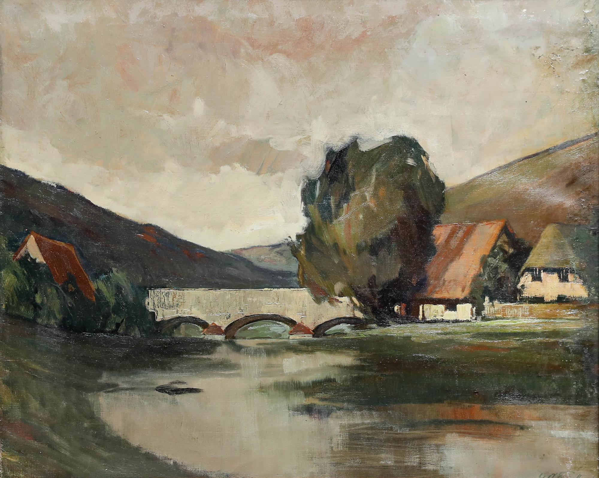 Gustav Adolf Engelhardt (1892-1937) - Framed Oil, Valley Crossing - Painting by Unknown