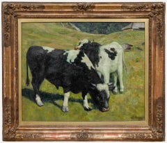 Gustav Adolf Thomann (1874-1961) - Olio incorniciato, Bestiame in un prato alpino