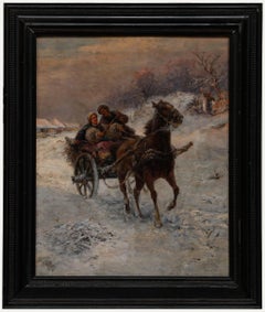 Gustav Prucha (1875-1952) - Öl aus dem frühen 20. Jahrhundert, Dashing Through the Snow