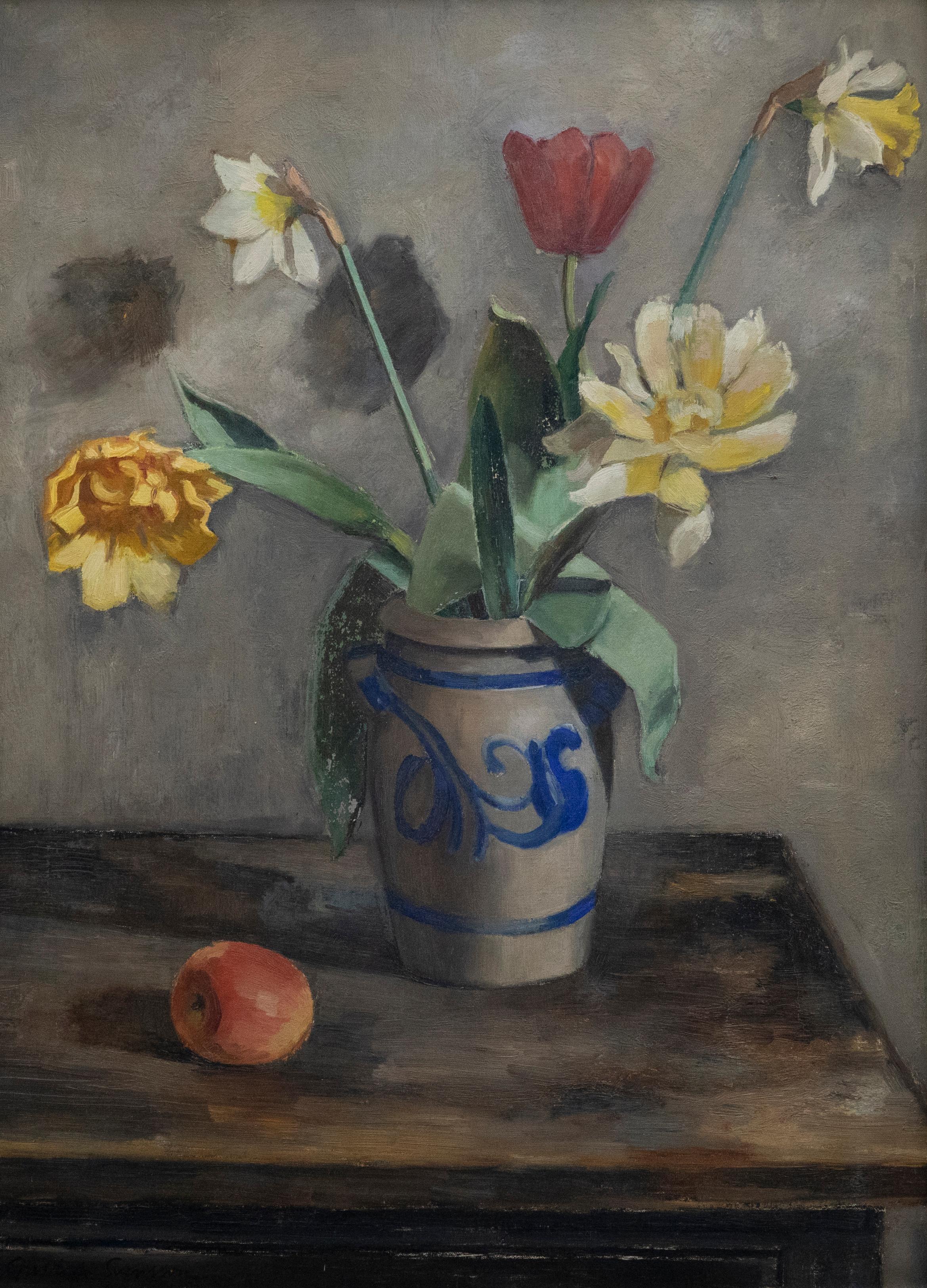 Gustav Svensson (1893-1957) - Huile, daffodils et tulipes du milieu du 20e siècle - Painting de Unknown