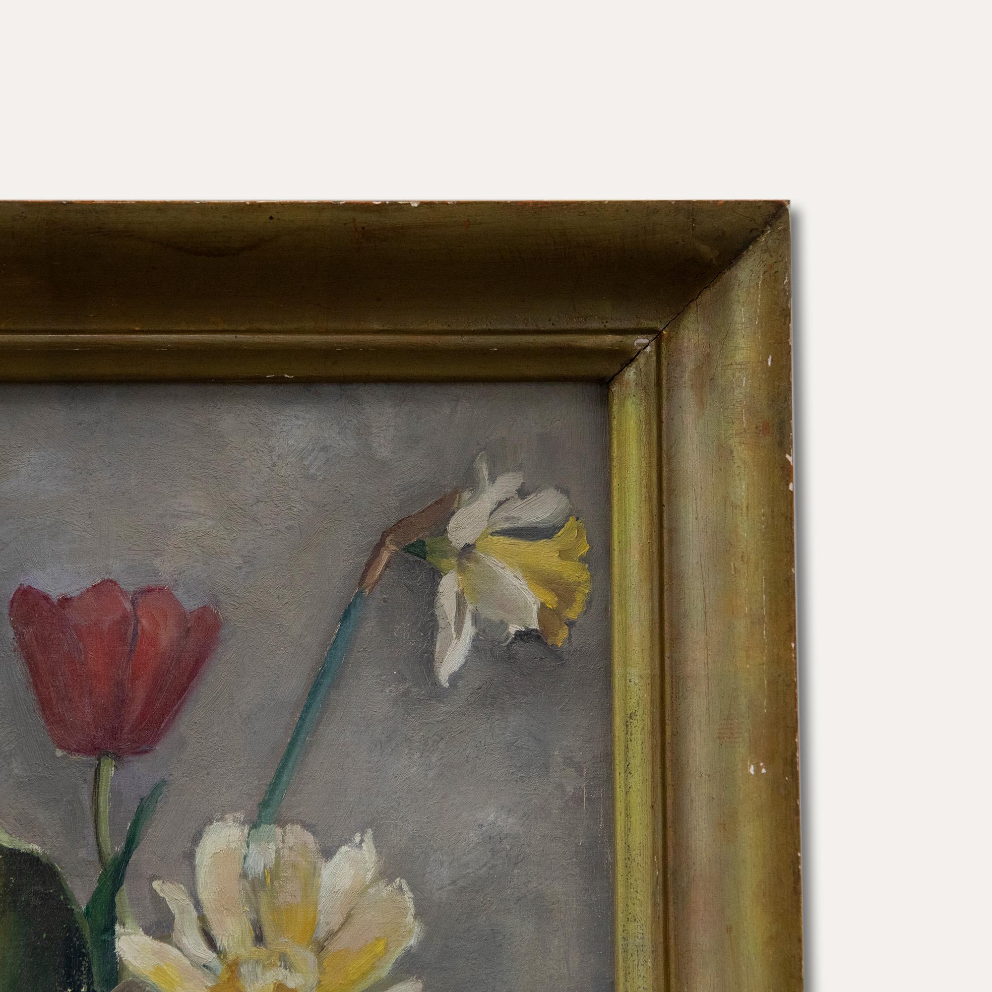 Gustav Svensson (1893-1957) - Huile, daffodils et tulipes du milieu du 20e siècle en vente 1