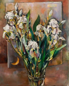 Guy Barton - 20th Century Oil, White Irises
