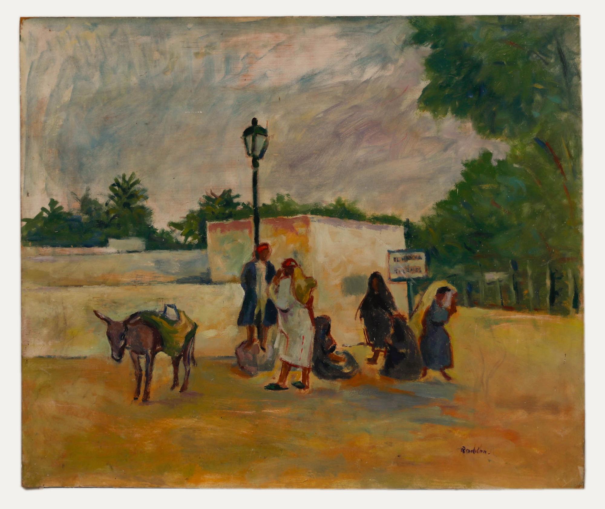 Guy Lindsay Roddon (1919-2006) - 20th Century Oil, The Bus Stop - Painting by Unknown
