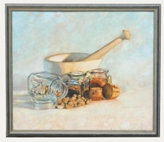 Vintage Gwyn Hughes  - 20th Century Oil, A Mortar and Pestle