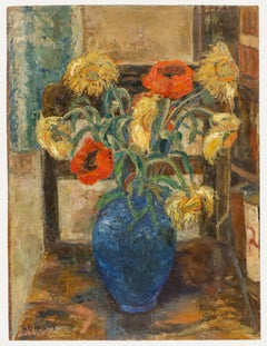 H. Bailey - Mid 20th Century Oil, Sunflowers & Poppies