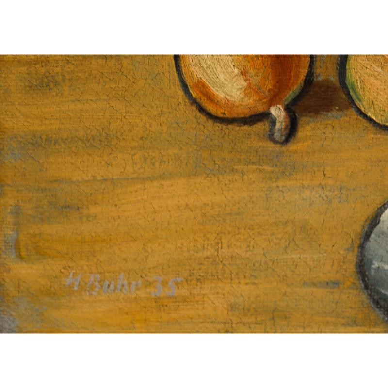H. Buhr - 1935 Oil, Gourds and Ceramics - Brown Still-Life Painting by Unknown