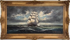 H Dominik Vintage Tall Ship Seascape Oil Painting Ornate Gold Frame Nautical Art