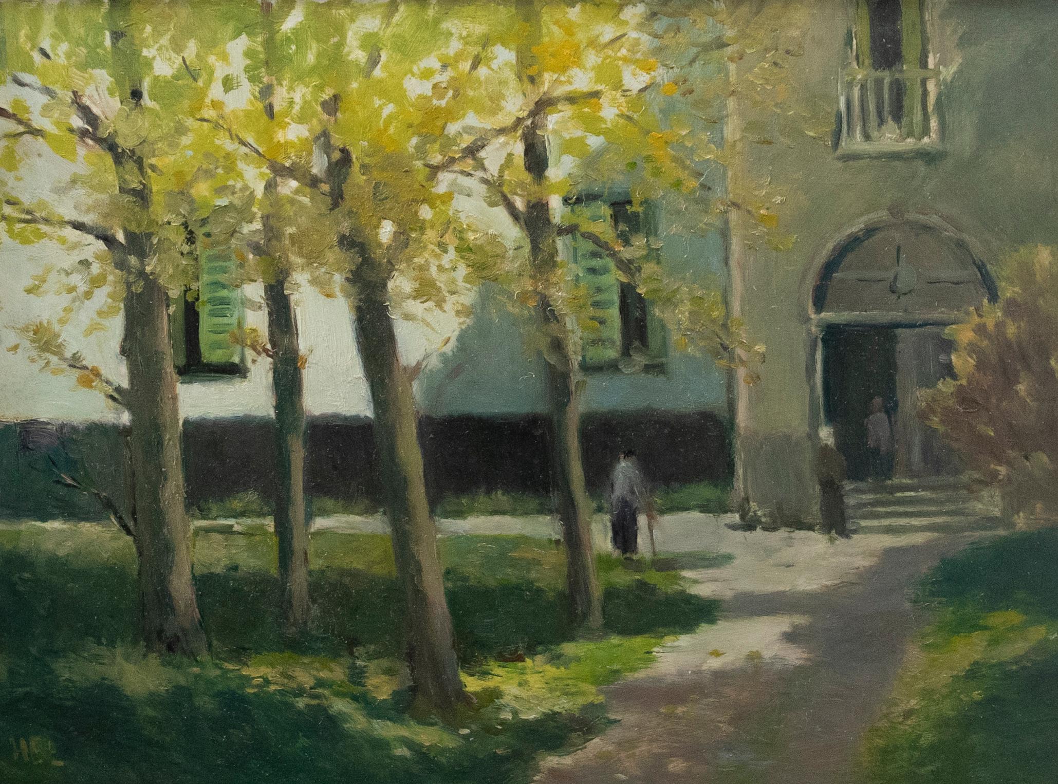 H. E. Lewis - Olio del XX secolo, Un villaggio della Normandia - Painting di Unknown
