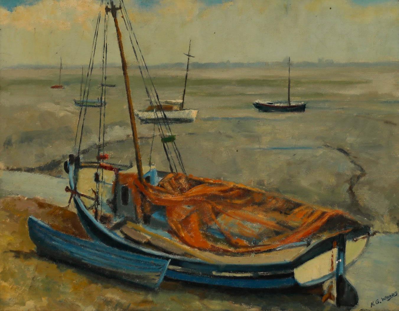 H. G. Woods - Olio del XX secolo, spiaggiato - Painting di Unknown