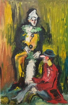 H. Gallo - 20e siècle, Huile, Deux Clowns