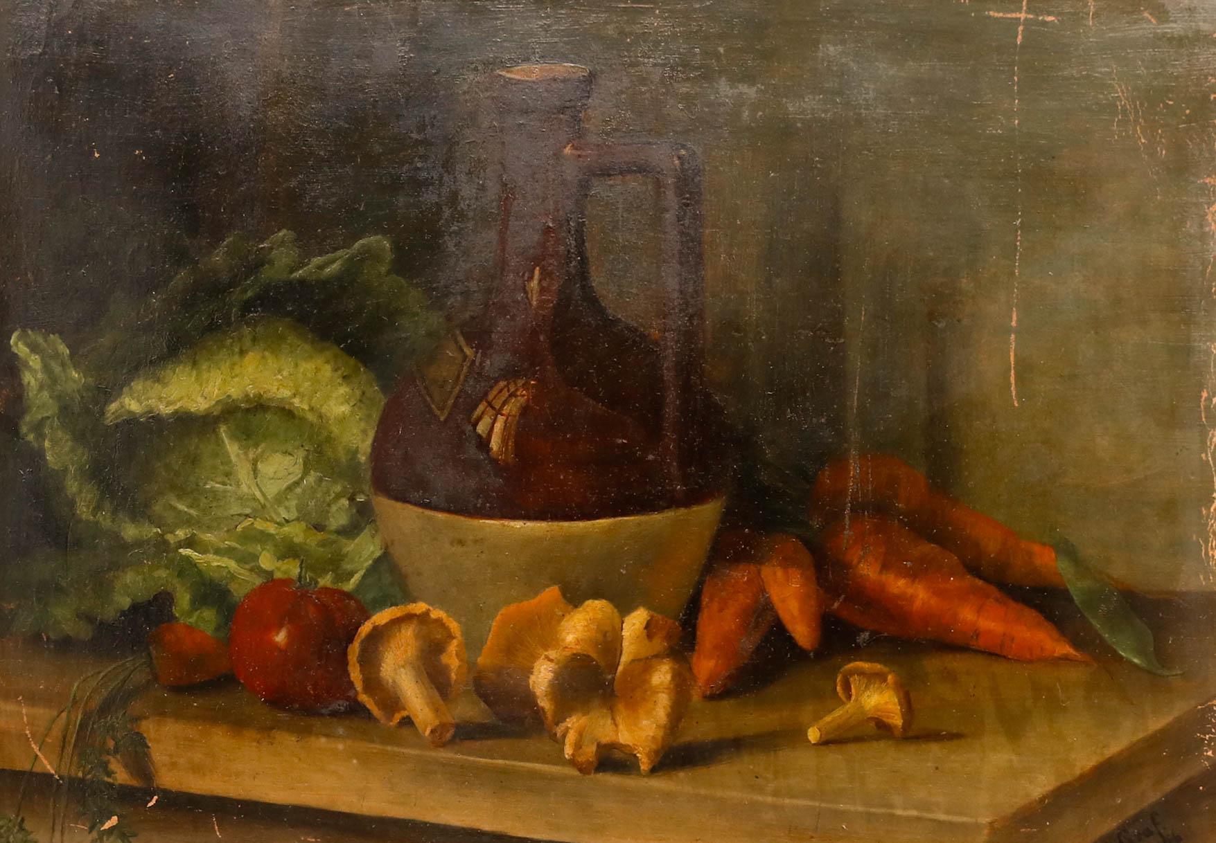 H. Graf - Gerahmtes Öl von 1916, Stilleben mit Gemüse – Painting von Unknown