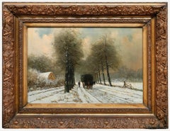 H. Hermans - Early 20th Century Oil, Working on a Winter's Day