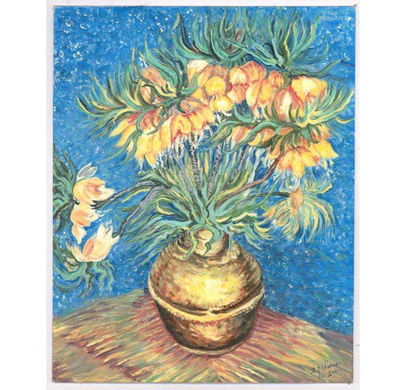 H. J. Winnall según Van Gogh - 2000 Óleo, Fritillarias imperiales en un jarrón de cobre - Painting de Unknown