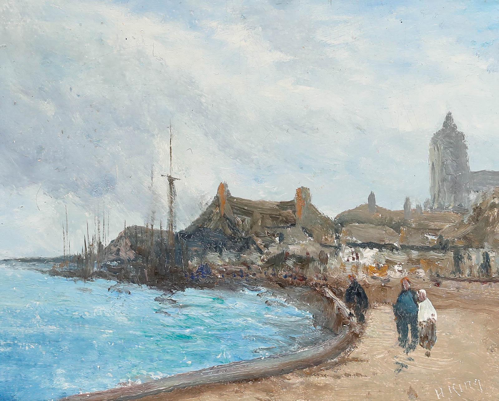 H. King - Impressionist Mitte 20. Jahrhundert Öl, Ein bewölkter Tag an der Küste – Painting von Unknown