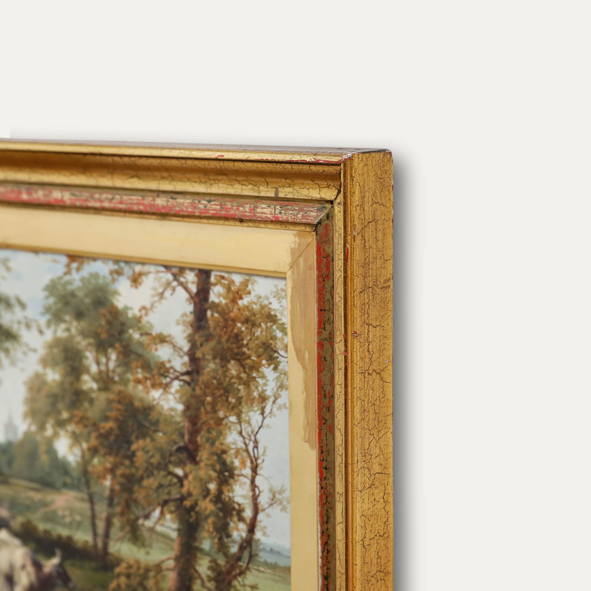 H. Leslie Davis - Framed 1899 Oil For Sale 1