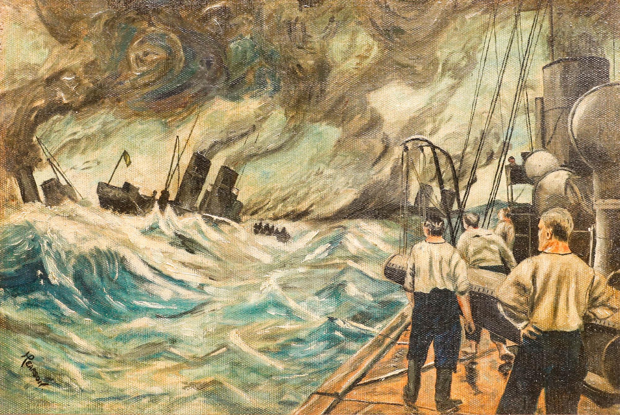 H. Pearson - Öl des 20. Jahrhunderts, Schlacht auf der Doggerbank – Painting von Unknown