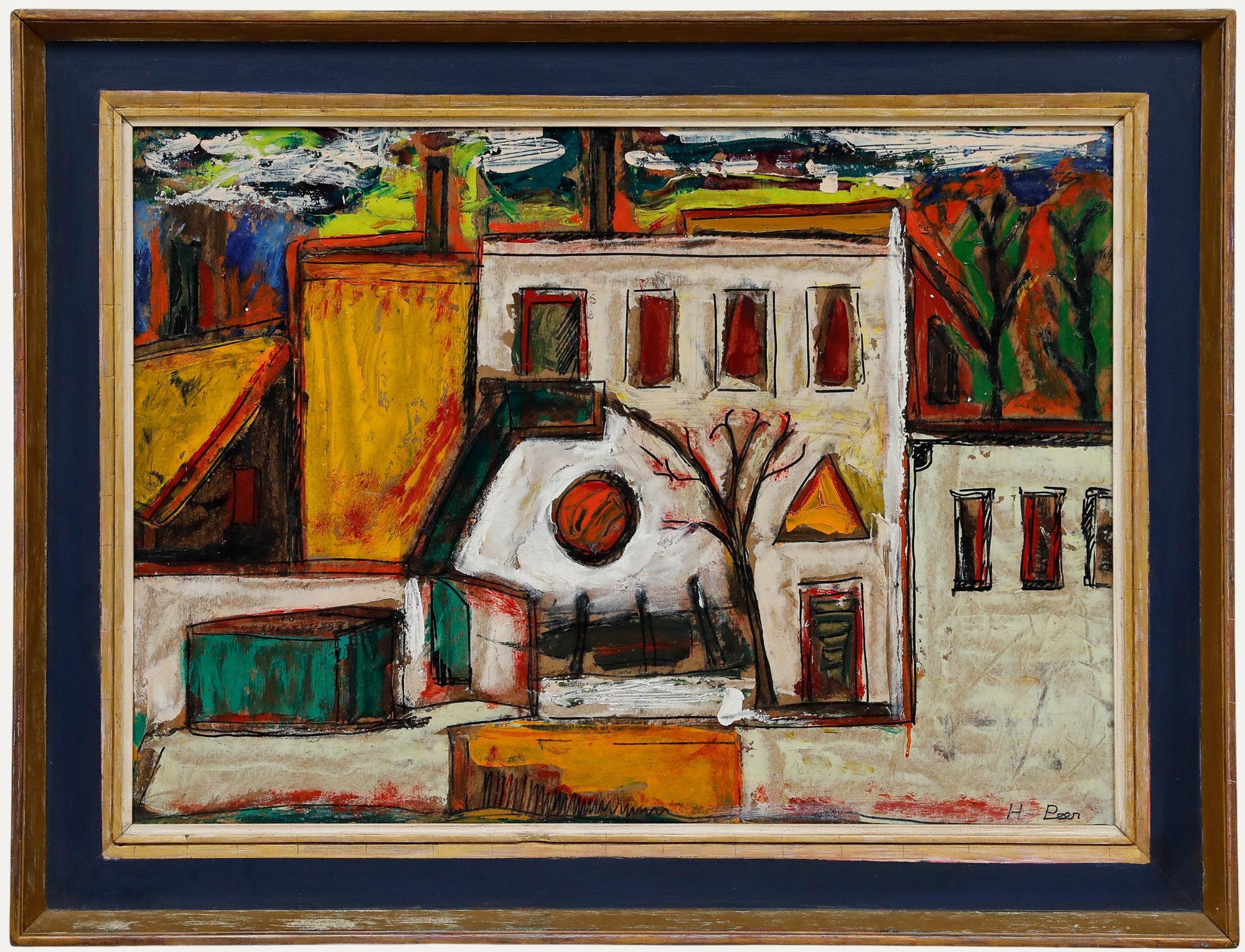 H. Peer - Gerahmtes Öl des 20. Jahrhunderts, Ein Spaziergang in der Stadt