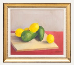 H. R. Walters - Gerahmtes Ölgemälde, Zitronen und Birnen, Mitte des 20. Jahrhunderts