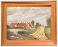 H. Virch - Olio dei primi del Novecento incorniciato, Raccolta del fieno