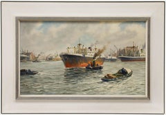 H. Welters - Framed Mid 20th Century Oil, Coming in to Dock