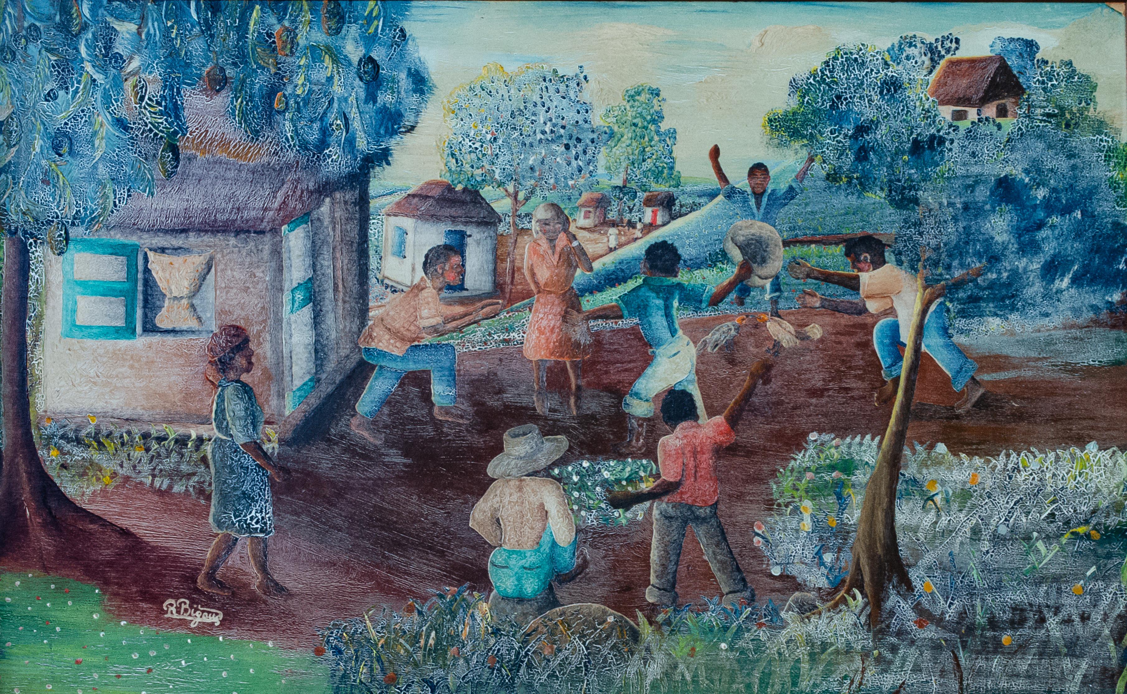 Haitianische Combite-Szene, möglicherweise von einem Schüler von Wilson Bigaud – Painting von Unknown