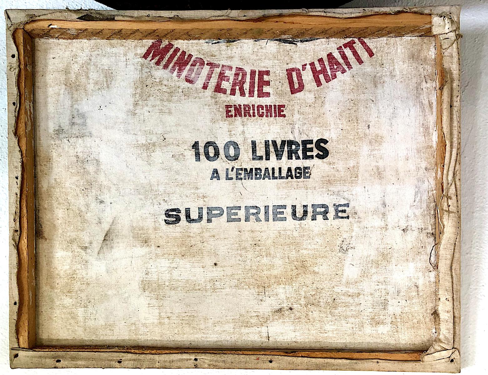 Haitianische Landleben Volkskunst Gemälde (Blau), Landscape Painting, von Unknown